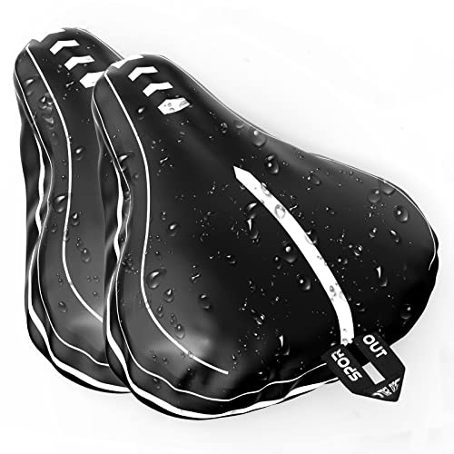 Sportout Lot de 2 Housses de Selle de vélo imperméables - Épais et durables - Protection de Selle de vélo élastique - Ajustement Universel pour Chaque Selle de vélo (Noir-1)