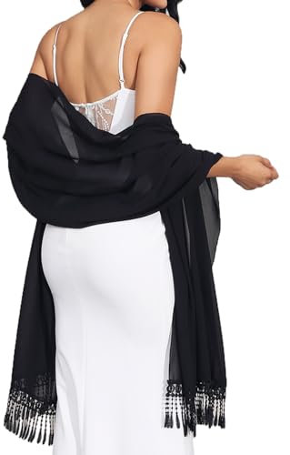 Edary Chiffon-Schal Stola für Damen Abendkleider Weicher Schal Festlicher Hochzeits-Brautschal Kostüm