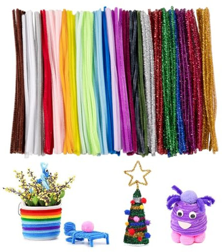 Carehabi Pfeifenputzer Bunt zum Basteln, 250 Stück 30cm mehrfarbig Pipe Cleaner Chenilledraht für DIY Bastelprojekte Weihnachtsbastelei für Erwachsene