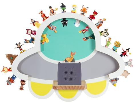 Todeco Tonie-Regal für Toniebox Hörfiguren, Magnetische Aufbewahrung für 30-40 Tonie, Perfekte Tonie Aufbewahrung im Kinderzimmer für Mädchen & Jungen, UFO