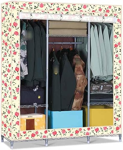 Temporary Cloth Wardrobe,Portable Closet Storage Rack Dorm Room Homestay Camping Cupboard Open Bedroom Clothing Cabinet 170 * 140 * 45CM(Size:170 * 140 * 45CM,Color:A) (A 170 * 140