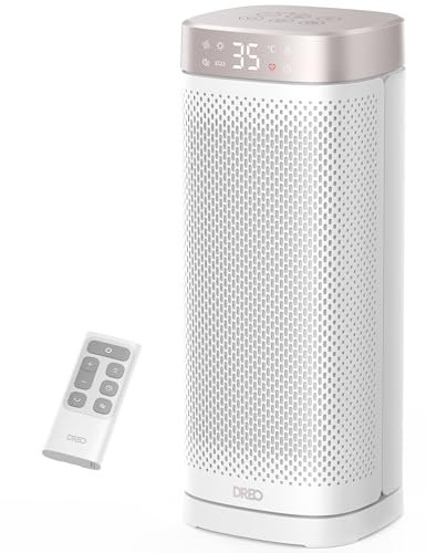 Riscaldatori Dreo 40 cm per uso interno, portatili e a riscaldamento rapido. Con telecomando, timer 12h, oscillazione 70° e protezione surriscaldamento. Sicuri e ideali per camera da letto e ufficio.