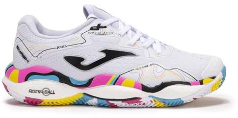 Joma Pádel Sneaker Smash, 37-47 - Suola Reactive Ball Che assorbe Gli impatti ed Evita torsioni nelle articolazioni, Bianco Multicolore, 40 EU