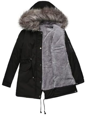FUPODD Damen Parka Funktionsmantel Winter Langer Wintermantel Puffer Mantel Lang Skijacke Trenchcoat Dicke Winterjacke Jacke
