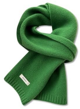 LumiSyne Vinter Stickad Halsduk För Kvinnor Män Enkel Australisk Ull Sjal Enfärgad Lång Ribbstickad Halsduk Pashmina Mjuk Varm Halsduk 160 x 20 cm, Grön, one size