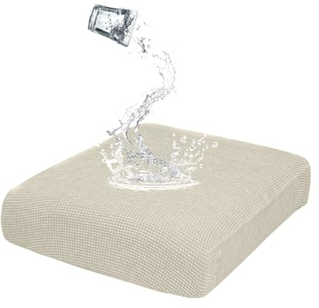 BXFUL Funda Asiento Sofa Elástico, Funda Impermeable Protectora De Sofá Tartán, Funda para Sofá Elástica Protector Separados de Asiento de Sofá Jacquard (Grande 1 Plaza,Natural)