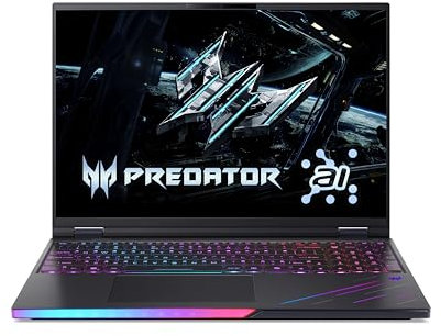 Acer Predator Helios 16 AI OLED (PH16-73-94WZ) Gaming Laptop 13 Tops, 16 WQXGA OLED 240Hz Display, Intel Core Ultra 9 275HX, 32 GB RAM, 1 TB SSD, NVIDIA GeForce RTX 5090, Windows 11, QWERTZ Tastatur