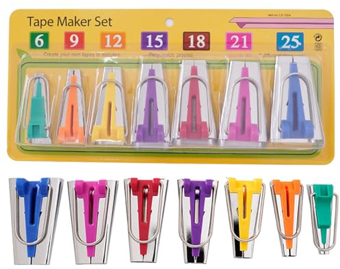 Bias Binding Maker,Bias Tape Maker,Fabric Bias Tape Maker Tool Set 6/9/12/15/18/21/25mm for Sewing Binding Quilting Tools Arts and Crafts