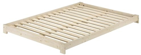 Erst-Holz®Niederflurbett Doppelbett 140x200 Fichte massiv unbehandelt mit wählbarem Zubehör V-60.85N-14Rollrost inkl.