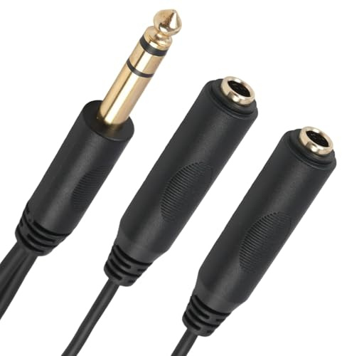 Wvxilyr Câble répartiteur stéréo 6,35 mm TRS mâle vers double TRS femelle 6,35 mm, Adaptateur Audio, Double Jack, Adaptateur jack, Splitter Jack, pour Casque, Amplificateurs, Studio et karaoké