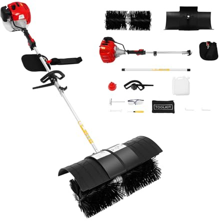 ROGONPDK 2.3 CV 52CC benzina spazzatrice a 2 tempi, spazzaneve elettrico da giardino, pala da neve, prato, neve pulita, scopa in nylon, spazzaneve
