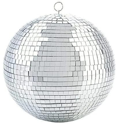 Palla a specchio da discoteca, effetto di illuminazione palcoscenico colorato, 8 pollici, 20 cm, palla a con glitter, decorazione leggera for feste in argento