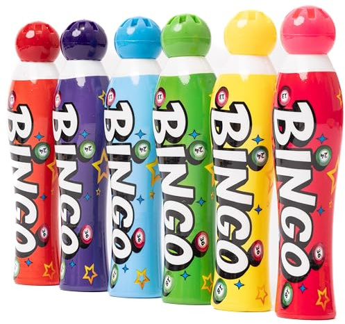 evelay Confezione da 6 pennarelli grandi per bingo, colori misti, 40 ml, per biglietti in scatola espositiva, penne per marcatura lisce e pulite per giochi di bingo