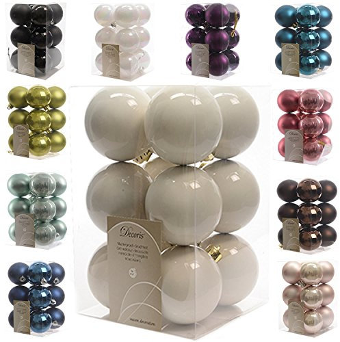 LS-LebenStil 12 Exklusive Weihnachtskugeln Christbaumkugeln Woll-Weiß Creme 6cm Kugel Christbaumschmuck Weihnachtsdeko Kunststoff, bruchsicher/bruchfest, ideal auch für den Außenbereich