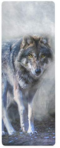 RELEESSS Tierwolf-Reise-Yogamatte, rutschfest, leicht, faltbar, f¨¹r Yoga, Pilates, Gymnastik, Boden¨¹bungen