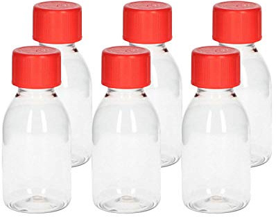 Venton Set med 6 tomma plastflaskor för fyllning 100 ml I genomskinliga plastflaskor med tryck lock I medicinflaskor I påfyllningsflaskor I små tomma flaskor 100 ml