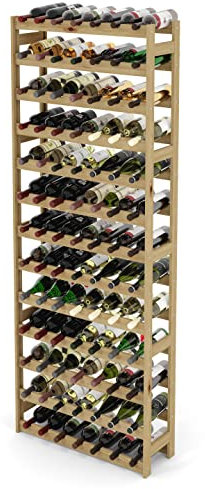 Lenmar, Weinregal aus Holz für Flaschen, Natur, RW-1, Wein, Flaschenregal, Kellerregal, Regale, Flaschenhalter (Natur, RW-1-91, 198 x 72,5 x 25, 13 liegen, 91 Flaschen)