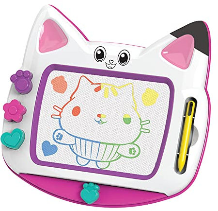 Cefa Toys - Pizarra Magnética La Casa de Muñecas de Gabby, Incluye 3 Tampones Diferentes, Bolígrafo y Borrador Rápido Incluido en el Tablero, Apto para Niños a Partir de 3 Años