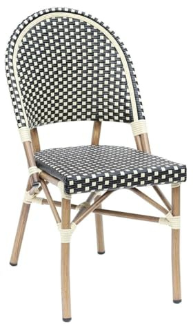 METRO Professional Chaise de terrasse Flore, Aluminium/rotin PE, 47 x 60 x 89 cm, empilable, Noir/Beige