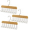 Ksvaye 3 Stück Gürtelhalter 28cm Kleiderbügel mit 8 Haken Krawattenbügel Holz Gürtelorganizer für Schals, Krawatten, Gürtel,Schrank-Organizer