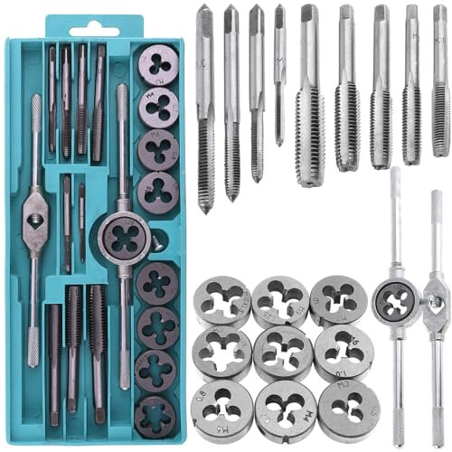 WIYETY Machos para Roscas Juego de Terrajas, 20 Piezas Terrajas y Macho de Roscar Profesional Roscadora Machos, M3 - M12, Juego de Corte de Roscas, Caja de Herramientas de Alta Precisión de Machos