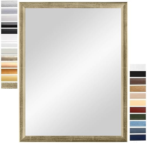PrimeLuxe Wandspiegel 33 x 95 cm (Außenmaß) in Silber-Leaf | Farbe und Größe wählbar | Ganzkörperspiegel | Bad & Flur Spiegel | mit Holz Rahmen | Made IN Germany