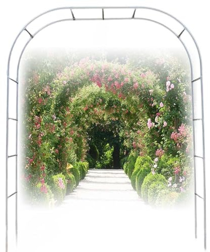 Rosenbogen Edelstahl, Kletterpflanzen Rankhilfe, Garten Rankhilfen Rosenbogen für Kletterpflanzen, Garten Wachsen Unterstützung, für Pergola Hochzeitsbogen Rankhilfe Rosen(25mm with base,W 1.8M x H 2.
