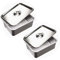 GRFELI Edelstahlpfannen mit Deckel, Dampftischpfanne, Edelstahl-Behälter-Set, stapelbare Metalldampfgarpfanne (36 x 27 x 15cm (Container-2 + Lid-2))