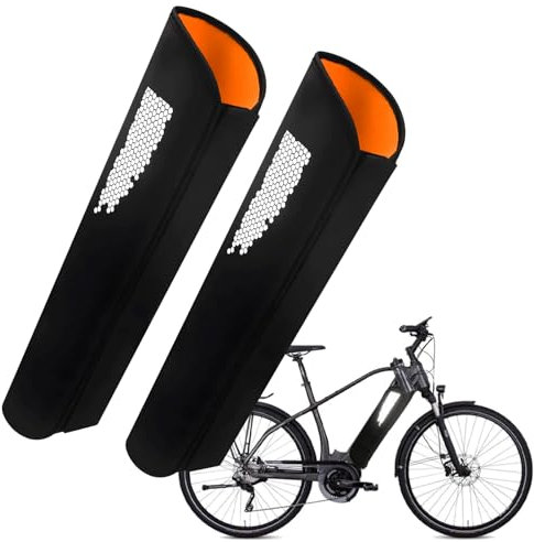 2 Stück Ebike Akku Schutzhülle, Fahrrad Akku Abdeckungen, Ebike Akku Schutz mit Reflektoren, Neopren Schutzhülle für Integrierte Rahmenakku 32-40 CM, E Bike Zubehör Wasserdicht und Staubdicht