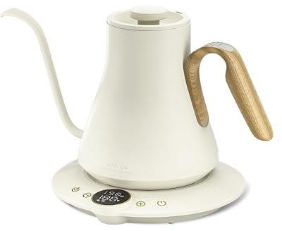 INTASTING Gooseneck Electric Kettle, ±1℉ Temperature Control, Stainless Steel Inner, Quick Heating, for Pour Over Coffee, Brew Tea, Boil Hot Water, 1500W/0.9L (Morandi White)