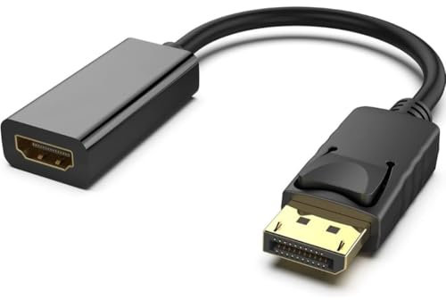 4K DisplayPort to HDMI Adapter, 1080P@60Hz High Resolution DisplayPort to HDMI Connector, Compatible for Laptop, Computer, Display, HDTV, Projector etc