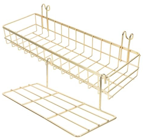 QUMIIRITY 2 Stück Goldene Drahtkörbe Wandregal Hängekorbsystem Gitterwand Organizer Wandkorbregal Für Wohnraum Zubehör