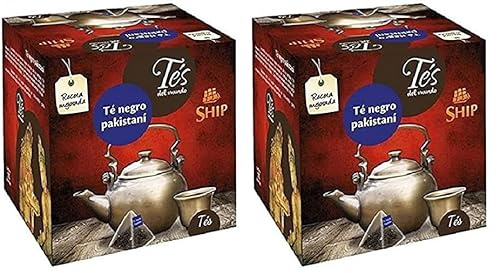 Ship - Té Negro Pakistaní - Caja de 15 Pirámides - Contiene Propiedades Digestivas - Antihistamínico Natural - Sabor Dulce - Infusión Digestiva - Proporciona Bienestar y Tranquilidad (Paquete de 2)