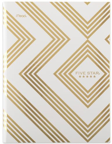 Five Star Composition Book, College Ruled Paper, 7-1/2 x 9-3/4, 80 Sheets, Hardcover, Metallic Gold Geo (850165F-ECM)