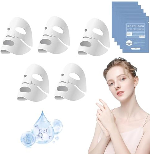 5 Piezas Collagen Mask, Mascarilla Hidratante Reafirmante y Lifting, Mascarilla Facial de Colágeno Antienvejecimiento, Antienvejecimiento, Reduce Líneas Finas y Arrugas (A)