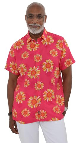 Joe Browns Men's Fashion Sunflower Holiday Short Sleeve Shirt, Regular Fit, Pink, M