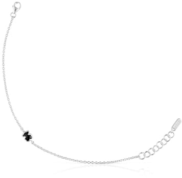 TOUS Damen Armband aus Sterlingsilber mit 6 mm Onyxmuster, 17,5 cm lang und Karabinerverschluss, Icon Color Collection