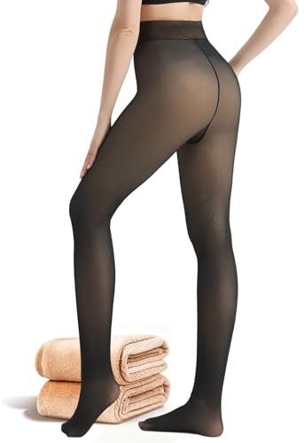 ViShawtek Collant Polaire Femme, Legging Thermique Effet Transparent, Noir Collant Thermique Chaud Hiver, Fleece Lined Tights, Thermal Tights