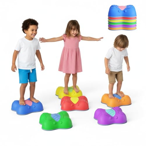 Trsaow sensory Stepping Stones for Kids 6pcs Stackable Pieces With Sensory Textured Surfaces, colorful Butterfly stepping stone Non-slip outdoor play equipment for Toddlers Balance Toy for garden