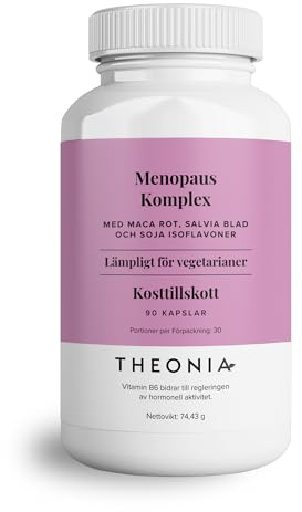 Theonia Klimakteriekomplex Kosttillskott för Kvinnor | Vitamin B6 för Hormonreglering, Magnesium och Zink - Maca, Salvia, Dong Quai - 60 Vegetariska Kapslar
