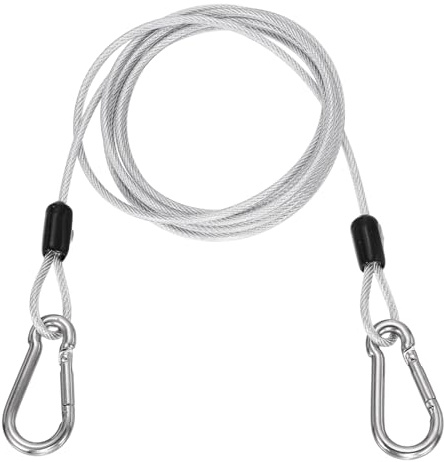 PATIKIL 1.5m Security Steel Cable with Snap Hook Double Loop, Clear | PVC Coated, Flexible Wire Rope, Bike Cable Lock Security Chain, for Outdoor, Travel, Luggage