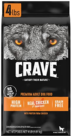 CRAVE Grain Free High Protein Adult Dry Dog Food, Chicken, 4 lb. Bag