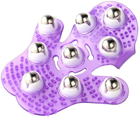 Anself GMMH Original Massage-Handschuh mit 9 360-Grad-Roller, handflächenförmiger Massagehandschuh, Körpermassagegerät, Metallrollerball, Muskel- und Muskelschmerzlinderungsmassagegerät, zufällige Far