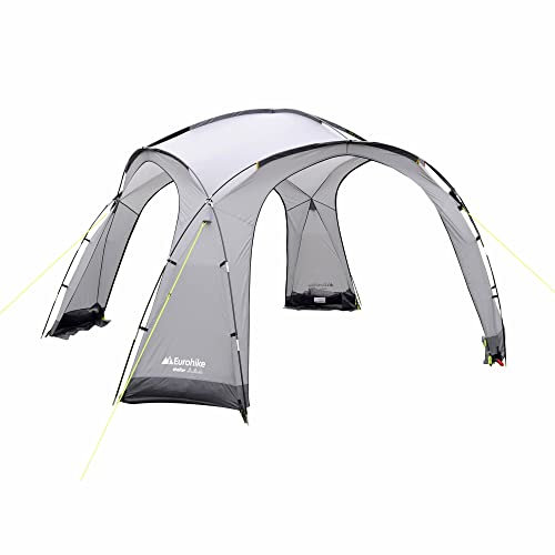 Eurohike 3.5m x 3.5m Dome Shelter with 4 Doors with Mesh Windows, Waterproof & Durable Large Gazebo, Ideal for Camping, Garden Parties and Outdoor Events, 1500mm HH, Grey