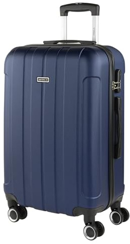 ITACA - Valigia Da Stiva Rigida - Trolley Grande Con Ruote, Valigia 23kg Per Viaggi, Trolley Da Stiva Resistente. Lucchetto a Combinazione, Marino