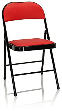 hjh OFFICE 803003 Klappstuhl gepolstert TUDELA Kunstleder Rot Besucherstuhl Faltstuhl klappbar, bis 130kg belastbar