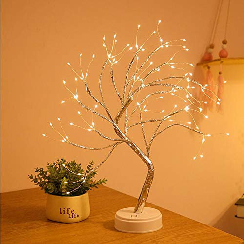 XhuangTech - Lampada a forma di albero bonsai da tavolo, con 108 LED, con filo di rame, funzionamento a batteria/USB, per camera da letto, scrivania, festa di Natale, decorazione per interni