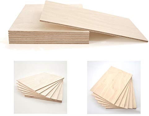 Stallmann Design Plywoodskiva 10 x 40 cm, 3 mm tjock, multiplex, björk, kvalitet B/BB, träskiva för hyllor eller för hantverk, trä för kontursågning, hantverksträ