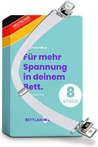 Haveable® Bettlakenspanner verstellbar (8 Stück) für alle Matratzengrößen - Premium Betttuchspanner mit hochwertiger Metallspange (50-200cm) - für faltenfreie Bettlaken und Topper