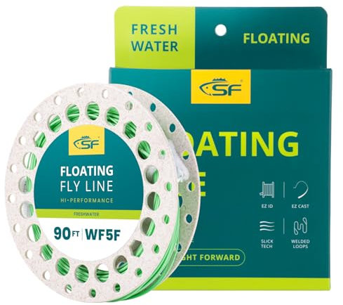 SF Fliegenfischen Schnur Schwimmend mit geschweißten Schlaufengewicht-Vorwärtsfliegenschnüren #Frühlingsgrün 90FT WF5F